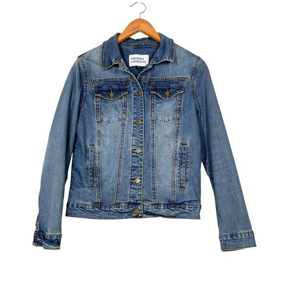 GALERIES LAFAYETTE Women’s Blue Denim Jacket Sz 38 (US S) Basic Closet Staple - Picture 1 of 10
